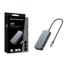 Tinklo plokštė Conceptronic CONCEPTRONIC Adapteris USB-C- 2xGbE+2xUSB-A3.2 5Gbs 0.30m gray Tinklo plokštė Conceptronic CONCEPTRONIC Adapteris USB-C- 2xGbE+2xUSB-A3.2 5Gbs 0.30m gray