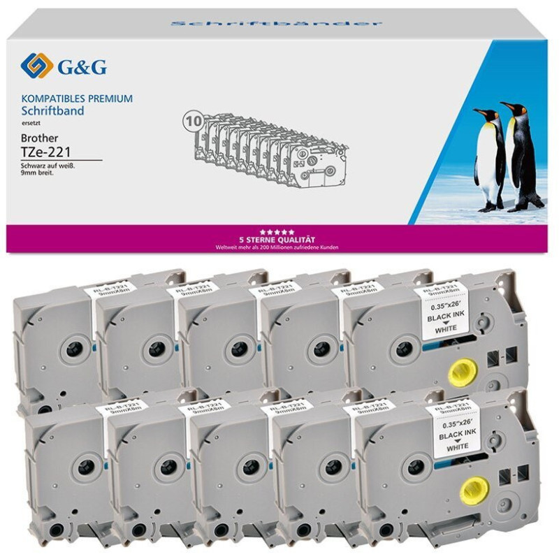 G&amp;G G&amp;G 20101 labeling tapes Black on white TZe