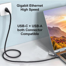 Adapteris USB Equip Equip Adapteris GigaBit USB-C+A- RJ45 St / St 3.00m Black