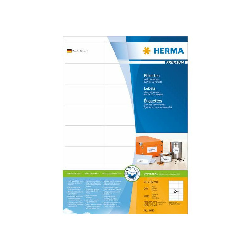 Herma Premium A4 Labels, white, matte paper, 4800 pcs. (4633)