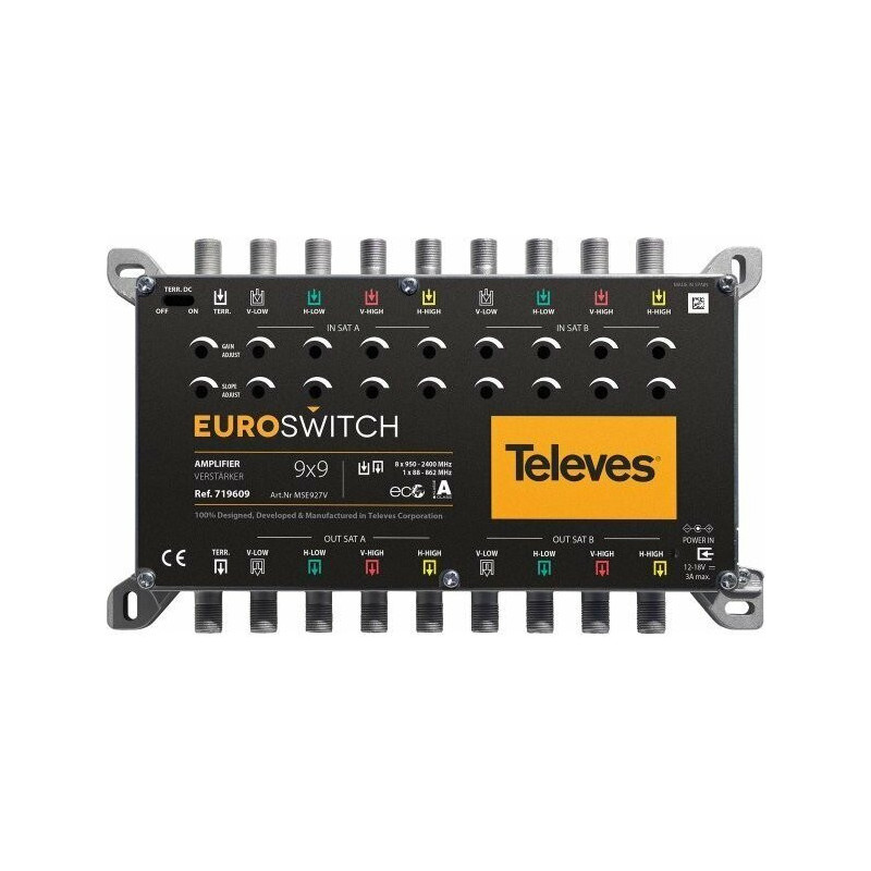 Amplifier EuroSwitch 9 inputs 27 / 31dB (ref.719609)