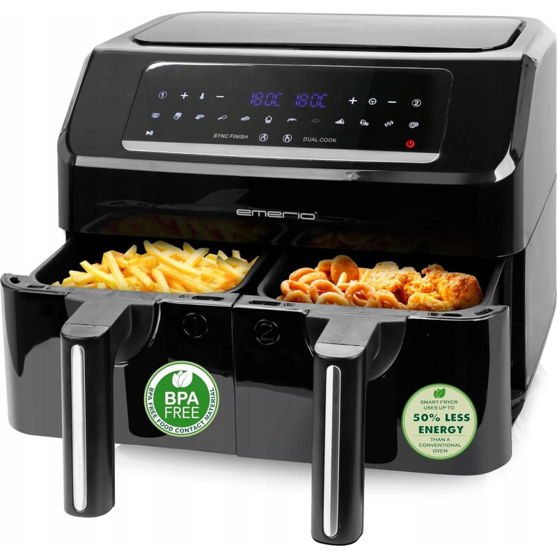 Emerio Heißluftfritteuse, Smart Fryer, 3,6+3,6L, Cool touch