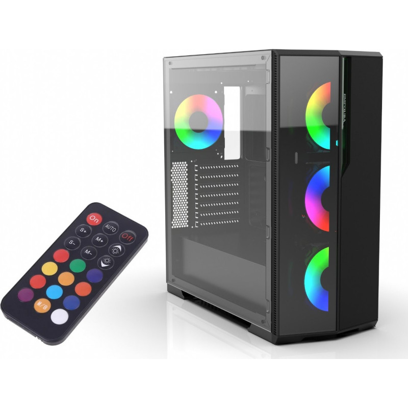 INCA Gehäuse Mid-Tower / ATX / MetallGlas / USB / RGB Black