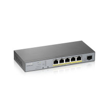 ZyXEL GS1350-6HP Gigabit Smart Switch, 5x RJ-45, 1x SFP, PoLRE / PoE++, lüfterlos