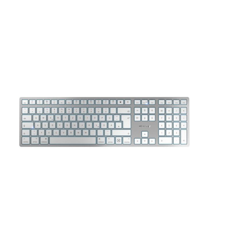 Klaviatūra Cherry KW 9100 SLIM FOR MAC USB + Bluetooth QWERTY vokiečių Silver