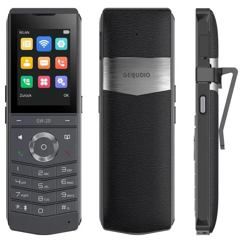 Telefonas GEQUDIO Gequdio GW-20 IP WLAN telefonas su įkrovimo stovu, suderinamas su SIP
