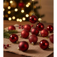 Christmas tree toy set ABR120030, bordo, glass, 42 pcs Christmas tree toy set ABR120030, bordo, glass, 42 pcs