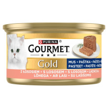 PURINA Gourmet Gold Mousse šlapias kačių ėdalas su lašiša, 85 g PURINA Gourmet Gold Mousse šlapias kačių ėdalas su lašiša, 85 g