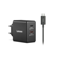 USB įkroviklis - Lenovo dviejų USB-C prievadų 65 W GaN įkroviklis juodas USB įkroviklis - Lenovo dviejų USB-C prievadų 65 W GaN įkroviklis juodas