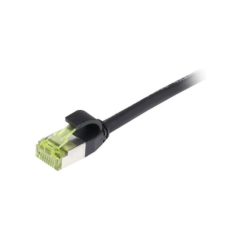 „Synergy21“ jungiamasis kabelis RJ45, CAT6A 500Mhz, 0,5 m, juodas, S-STP(S / FTP), plonas apvalus d 4,5 mm, TPE / LSZH(S