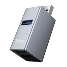 Adapter 3in1 (USB 2.0 x 2+USB 3.0) to USB-A Hoco HB54 szary
