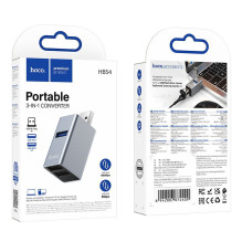 Adapter 3in1 (USB 2.0 x 2+USB 3.0) to USB-A Hoco HB54 szary
