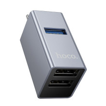 Adapter 3in1 (USB 2.0 x 2+USB 3.0) USB-C Hoco HB54 szary Adapter 3in1 (USB 2.0 x 2+USB 3.0) USB-C Hoco HB54 szary