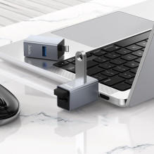 Adapter 3in1 (USB 2.0 x 2+USB 3.0) USB-C Hoco HB54 szary Adapter 3in1 (USB 2.0 x 2+USB 3.0) USB-C Hoco HB54 szary