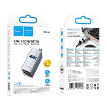 Adapter 3in1 (USB 2.0 x 2+USB 3.0) USB-C Hoco HB54 szary Adapter 3in1 (USB 2.0 x 2+USB 3.0) USB-C Hoco HB54 szary