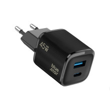 Telefono įkroviklis Blue Star Nano GaN USB C + USB A QC4.0 PD 3A 45W VT-334 juoda