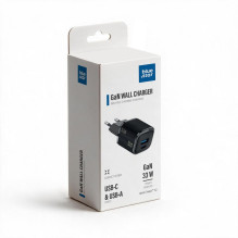 Telefono įkroviklis Blue Star Nano GaN USB C + USB A QC4.0 PD 3A 33W VT-332 juoda