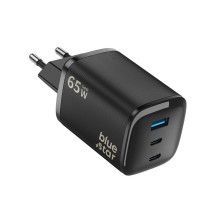 Telefono įkroviklis Blue Star Nano GaN 2x USB C + USB A QC4.0 PD 3A 65W VT-335 juoda