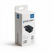 Telefono įkroviklis Blue Star Nano GaN 2x USB C + USB A QC4.0 PD 3A 65W VT-335 juoda