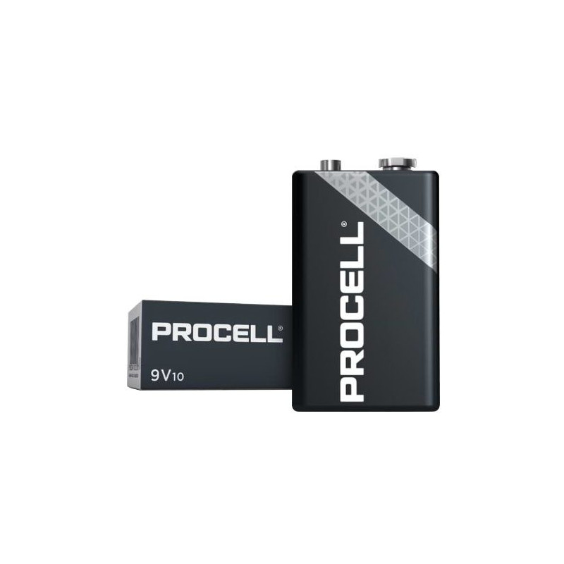 6LR61 9V battery Duracell Procell INDUSTRIAL series PC1604 in a pack of 10pcs.