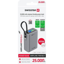 Swissten Power Bank 25000 mAh 100W Grey Swissten Power Bank 25000 mAh 100W Grey