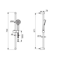 KOMPL DUŠO 700MM 3 FUNKCIJ DUŠO GALVUTĖ KOMPL DUŠO 700MM 3 FUNKCIJ DUŠO GALVUTĖ