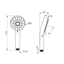 HEAD HANDHELD SHOWER 3 SPRAY ORAS LINEA