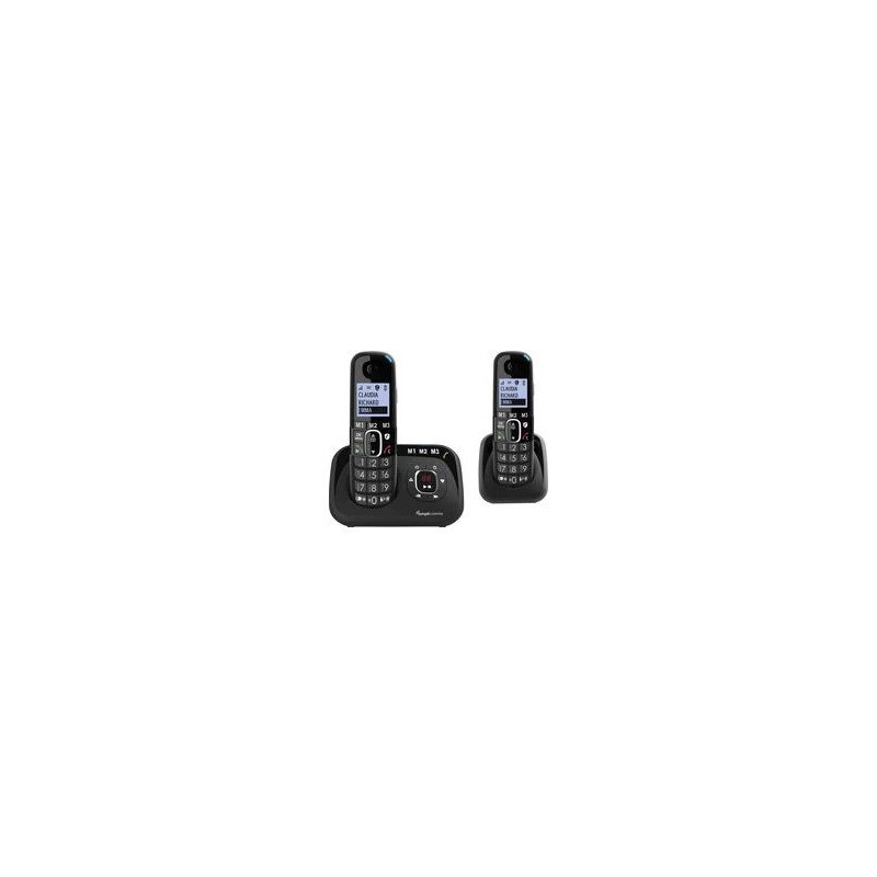 Amplicomms BigTel 1582 Duo DECT cordless phone with caller ID Black
