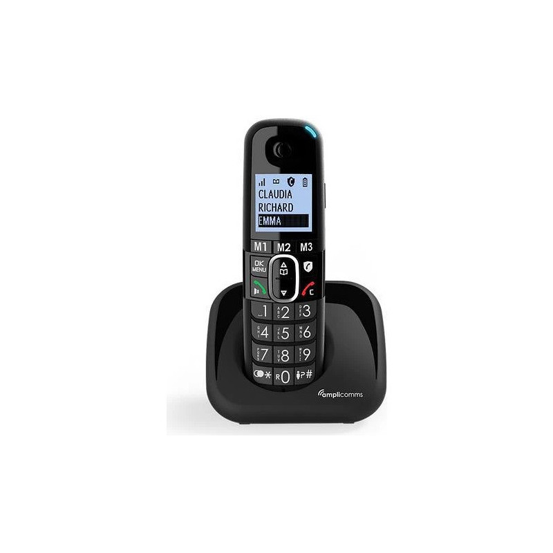 Amplicomms BigTel 1500 DECT cordless landline phone Caller ID Black