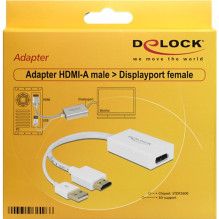 Adapteris AV Delock HDMI - DisplayPort + USB-A, baltas (62496)