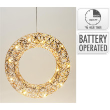 Decoration Wreath with LED lighting, AMZ200530 D30 cm, gold Decoration Wreath with LED lighting, AMZ200530 D30 cm, gold