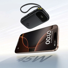 Baseus EnerFill FC31 Powerbank with digital display and 2 built-in USB-C cables 20000mAh 45W Black