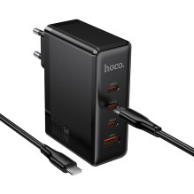 Įkroviklis Hoco N85 100W 3xUSB-C / USB-A + USB-C to USB-C 100W cable 2.0m juodas