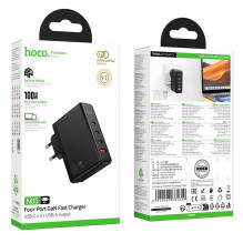 Įkroviklis Hoco N85 100W 3xUSB-C / USB-A juodas
