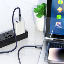 USB kabelis Hoco U134 240W USB-C to USB-C 1.8m juodas USB kabelis Hoco U134 240W USB-C to USB-C 1.8m juodas