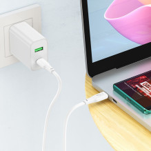 USB kabelis Hoco X93 100W USB-C to USB-C 1.0m baltas USB kabelis Hoco X93 100W USB-C to USB-C 1.0m baltas