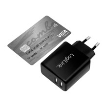 USB-A charger, 12 W, 2-port, 2x USB-A, Black USB-A charger, 12 W, 2-port, 2x USB-A, Black