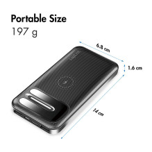 Mobile Power Bank, LiPo, 8.000 mAh, wireless charging, black