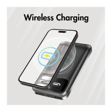 Mobile Power Bank, LiPo, 8.000 mAh, wireless charging, black