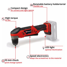 Power X-Change Akku-Winkelbohrschrauber TE-AD 18 Li - Solo, 18Volt (rot / schwarz, ohne Akku und Ladegert)