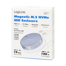 USB 3.2 Gen2x1 SSD korpusas, USB-C–PCIe NVMe, 100W PD, magnetinis USB 3.2 Gen2x1 SSD korpusas, USB-C–PCIe NVMe, 100W PD, magnetinis