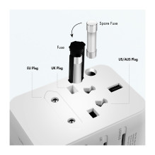 USB-A / C Travel charger, 20 W, GaN, 3-port, 2x USB-A (QC), 1x USB-C (PD), Slim Version, White