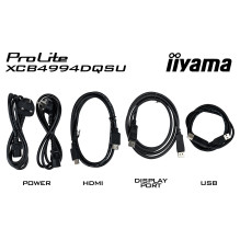 124,5 cm (49 colio) 5120 x 1440 pikselių iiyama XCB4994DQSU-B1 32:9 Dvigubas QHD VA 2 ms 120 Hz HDR DisplayPort HDMI USB