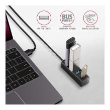 AXAGON HUE-M1AL Mini USB-A-Hub,4x USB-A 3.2 Gen 1, silber - 1,2m AXAGON HUE-M1AL Mini USB-A-Hub,4x USB-A 3.2 Gen 1, silber - 1,2m
