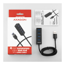 AXAGON HUE-M1AL Mini USB-A-Hub,4x USB-A 3.2 Gen 1, silber - 1,2m AXAGON HUE-M1AL Mini USB-A-Hub,4x USB-A 3.2 Gen 1, silber - 1,2m