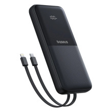 Išorinė baterija - Baseus Lipow 10 000 mAh 22,5 W su integruotais laidais ir ekranu juoda