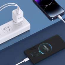 „Dudao“ sieninis įkroviklis GaN 33W PPS USB C / USB Dudao A13Pro - baltas „Dudao“ sieninis įkroviklis GaN 33W PPS USB C / USB Dudao A13Pro - baltas