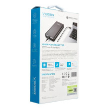 „Veger“ nešiojama baterija „Veger T100“ (W2032C-100) PD QC3.0 5A 100W 20000 mAh, juoda