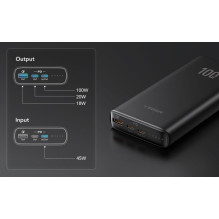 „Veger“ nešiojama baterija „Veger T100“ (W2032C-100) PD QC3.0 5A 100W 20000 mAh, juoda