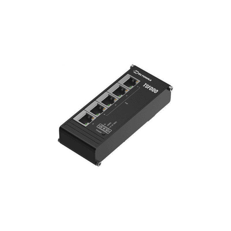 Teltonika TSF000 Low Profile PoE+ Switch , 5x ETH, budżet 60W, płaska konstrukcja, montaż DIN, przełącznik niezarządzaln
